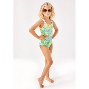 LILLY PULITZER SIZE 8 GIRLS ABEL ONE-PIECE SWIMSUIT *MAKE LEMONADE* BLUETTE